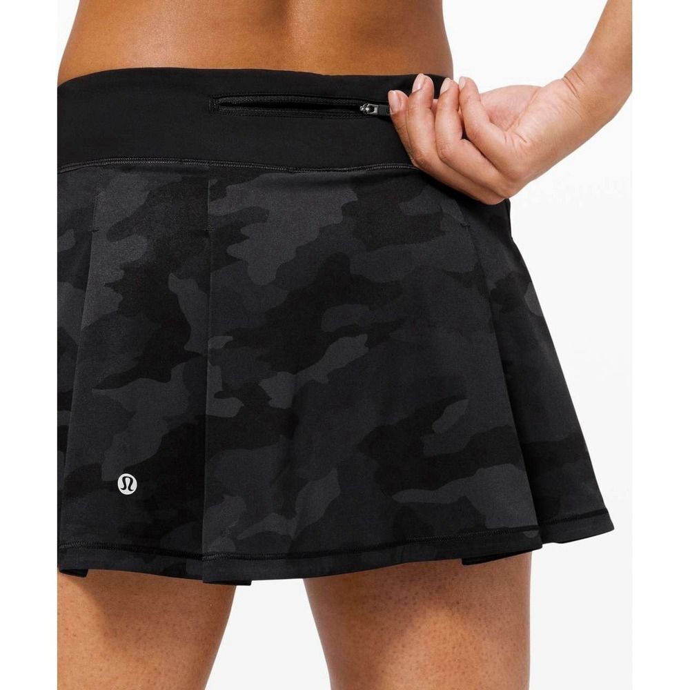 Lululemon Pace Rival Mid-Rise Skirt.Heritage 365 Camo Deep Coal Multi/Black.Sz 4 - Picture 13 of 15